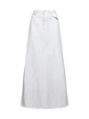 Maison Margiela Coated Denim Long Skirt In White