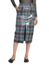 Maison Margiela Check Printed Wool Midi Skirt In Blue Beige