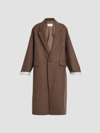 Maison Margiela Women's Cocooning Oversized Windowpane Check Coat In Brown