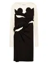 Maison Margiela Spliced-jersey Midi Dress In Black Cream
