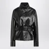 Maison Margiela Black Laminated Cotton Belted Jacket In Black