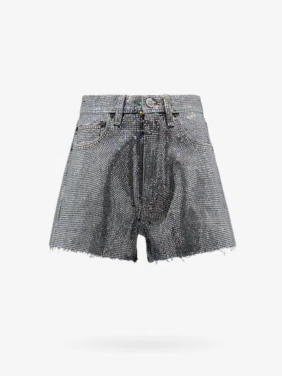 Maison Margiela Women Cotton Shorts With All-over Rhinestones