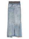 Maison Margiela Light Blue Long Skirt With Front Slit And Five Pocket Design In Denim Woman
