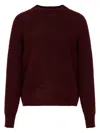 Maison Margiela Dropped Shoulder Burgundy Wool Sweater With Ribbed Details In Multi