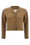 Maison Margiela Cropped Wool Cardigan In Cream