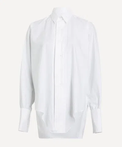 Maison Margiela Women's Curved-hem Cotton Shirt In White