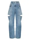 Maison Margiela Loose Fit Denim Jeans With Slash Details Clothing In Clear Blue