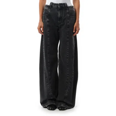 Maison Margiela Women's Cut Out Waistband Relaxed Fit Denim Jeans In Black