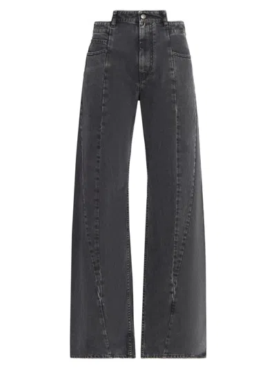 Maison Margiela Women's Cut-out Wide-leg Jeans In Black