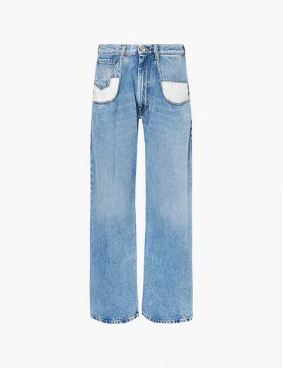 MAISON MARGIELA WOMENS FADED-WASH STRAIGHT-LEG RELAXED-FIT JEANS DENIM