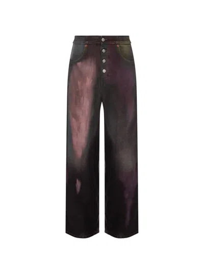 Maison Margiela Women's Distressed Wide Leg Jeans In Black