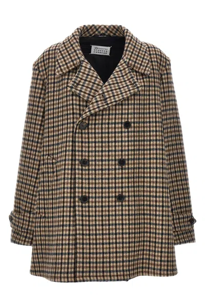 Maison Margiela Double-breasted Check Coat In Multicolor