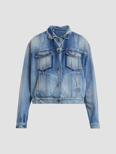 Maison Margiela Women's Faded Denim Jacket In Blue Denim Vintage