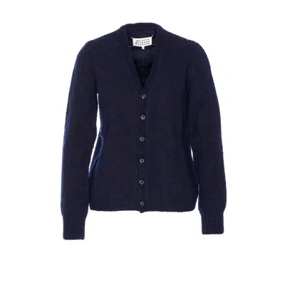 Maison Margiela Women Four Stitches Logo Cardigan In Blue