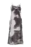 Maison Margiela Lace Trim Abstract-print Midi Slip Dress In Multicolor