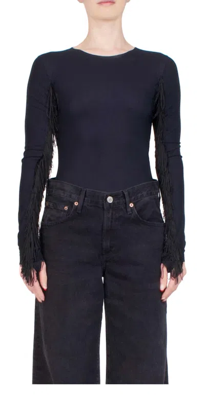 Maison Margiela Women's Fringe Bodysuit In Black