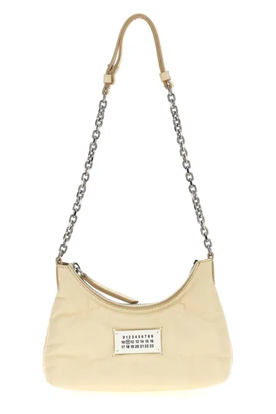 Maison Margiela Ivory Nappa Leather Micro Glam Slam Hobo Shoulder Bag In White