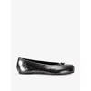 Maison Margiela Ballet Black Shiny Leather Ballet Flats In Gunmetal