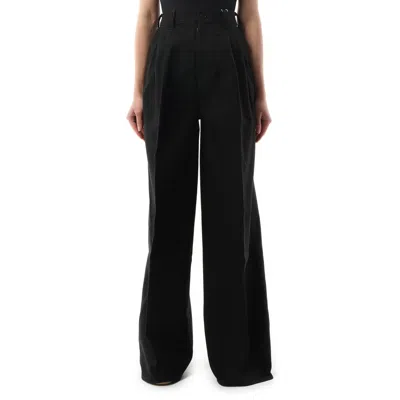 Maison Margiela Women's Heavy Cotton Wide Pants In Black