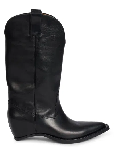 Maison Margiela Women's Heel-less Leather Knee-high Boots In Black