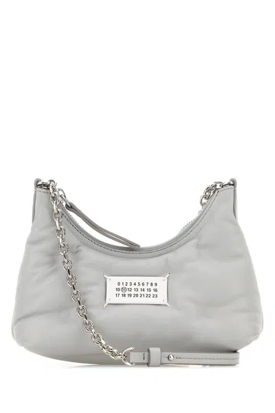 Maison Margiela Women Ice Nappa Leather Micro Glam Slam Hobo Shoulder Bag In Gray