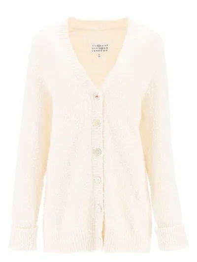 MAISON MARGIELA WOMEN'S IVORY COTTON BLEND OVERSIZE CARDIGAN