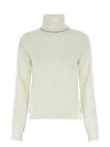 Maison Margiela White High Neck Sweater With Contrasting Stitching In Wool Woman