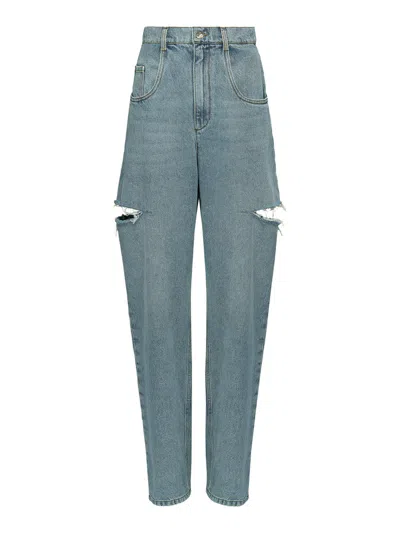 Maison Margiela Denim Jeans With Side Rips In Blue
