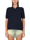 Maison Margiela Textured Knit Top In Blue