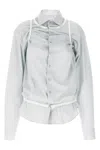 Maison Margiela Layered Shirt With Chest Pocket And Peplum Hem In Blue