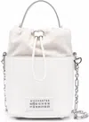 Maison Margiela Chalk Leather And Canvas Mini 5ac Bucket Bag In White