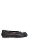 Maison Margiela Black Leather Flats With Unique Split Toe And Bow Accent In Black