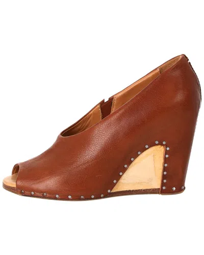 Pre-owned Maison Margiela Women's Leather Open-toe Piped Wedge (authentic Pre-loved)