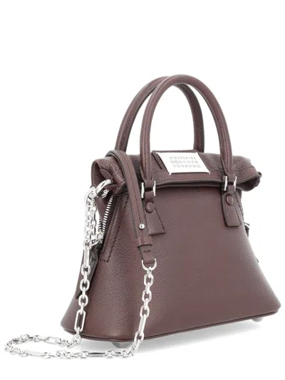 Maison Margiela Women's Leather Top-handle Satchel Bag With Chain Strap In Bordeaux