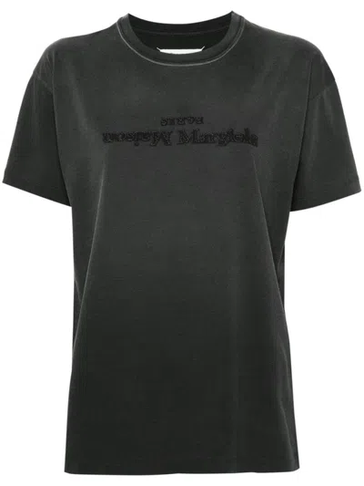 Maison Margiela Women's Logo Cotton T-shirt In Grey