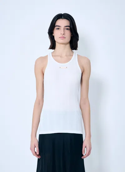 Maison Margiela Women Logo Patch Tank Top In White
