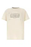 Maison Margiela Butter Coloured T-shirt With Logo Print In White