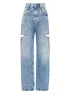 Maison Margiela Womens Blue Icons Cut-out Straight-leg High-rise Jeans In Light Blue
