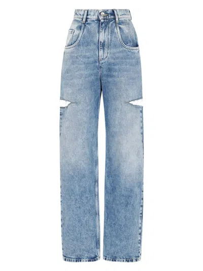 MAISON MARGIELA WOMEN'S LOOSE BLUE JEANS WITH DRAWSTRINGS