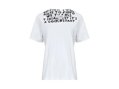 Pre-owned Maison Margiela Women's  Mm6 Vneck Sida Print T-shirt In White