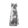 Maison Margiela Lace Trim Abstract-print Midi Slip Dress In Gray