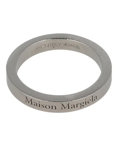 Pre-owned Maison Margiela Women's  Thin Logo Ring In Silver