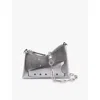 Maison Margiela Womens Metallic Grey Snatched Micro Hobo Leather Shoulder Bag In Metallic Grey
