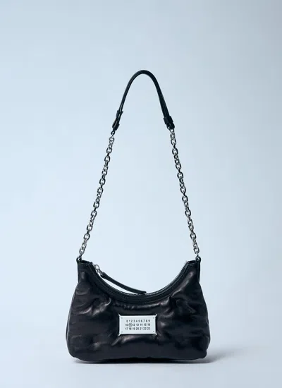 Maison Margiela Micro Leather Quilted Shoulder Bag With Chain-link Strap In Black