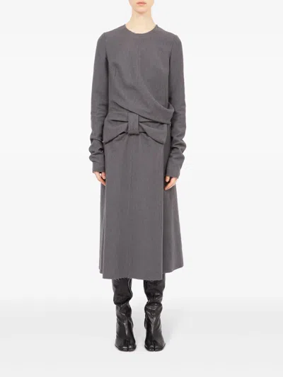 Maison Margiela Women's Midi Dress With Oversized Bow Detail In Grey