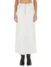 Maison Margiela Coated Denim Long Skirt In White