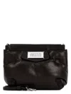 Maison Margiela Puffy Jet-black Leather Bag With Logo Patch And Silver Hardware