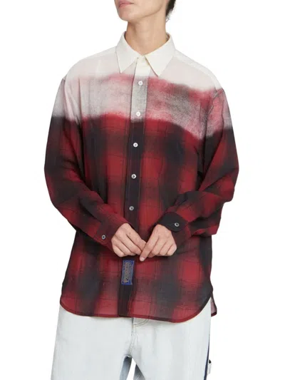 Maison Margiela Women's Oversized Plaid Wool-blend Shirt In Red Black