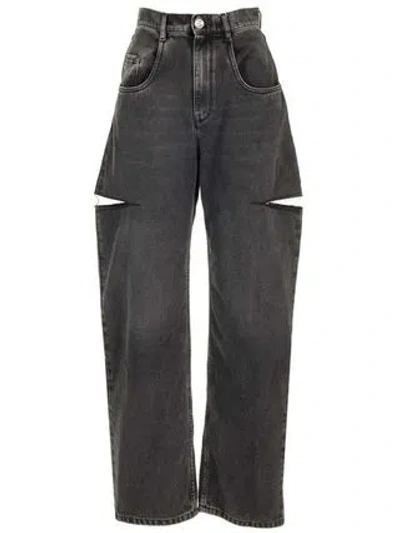 Maison Margiela Black Five-pocket Style Jeans With Rips In Cotton Denim Woman