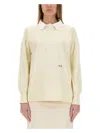 Maison Margiela Polo Shirt With Print In Ivory